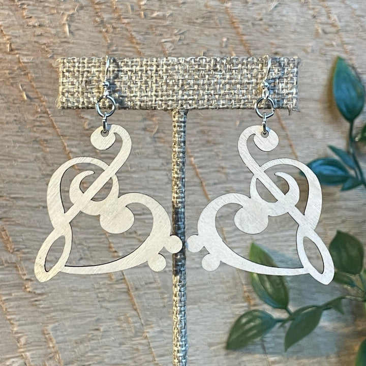 Treble Clef Heart - Laser Cut Wooden Earring