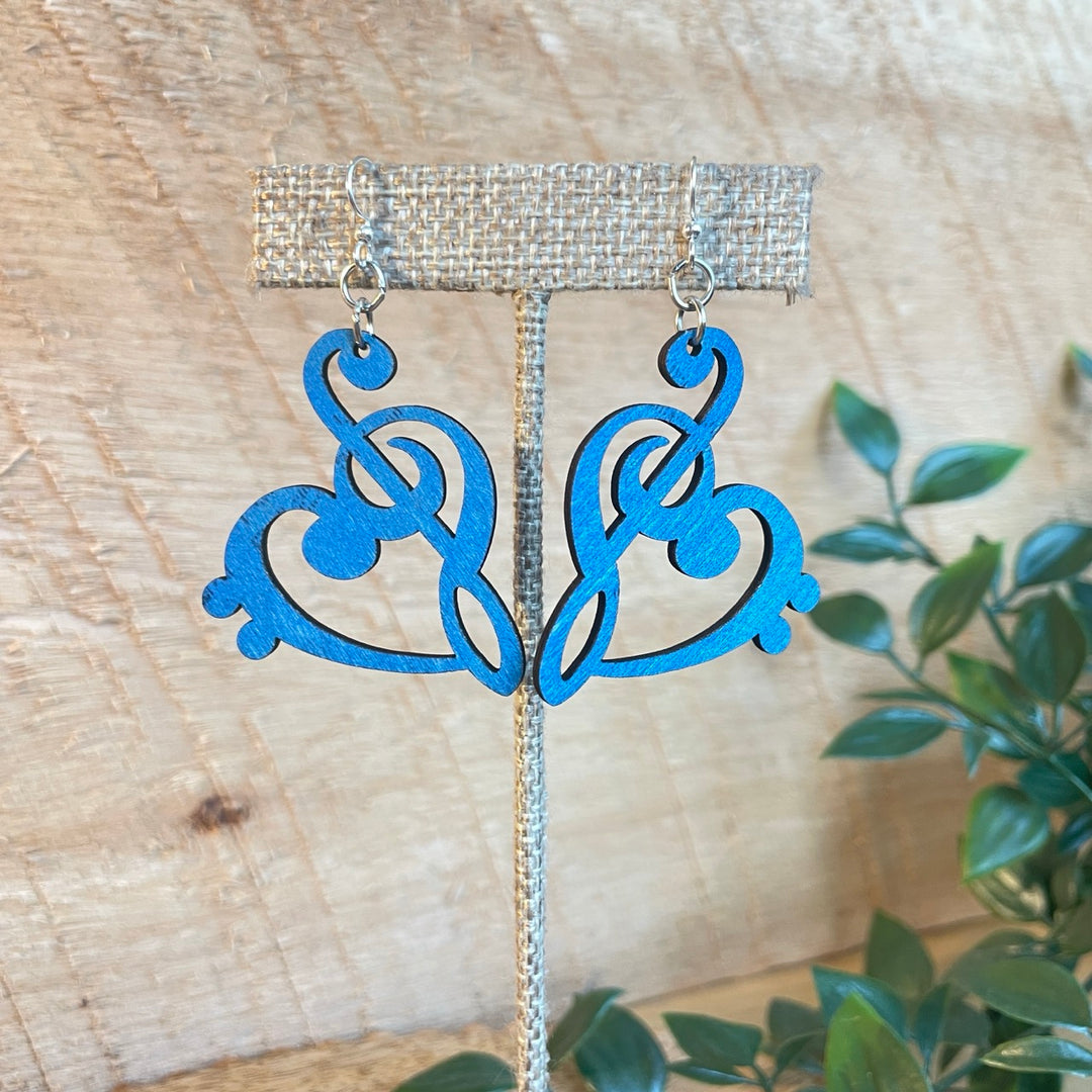 Treble Clef Heart - Laser Cut Wooden Earring