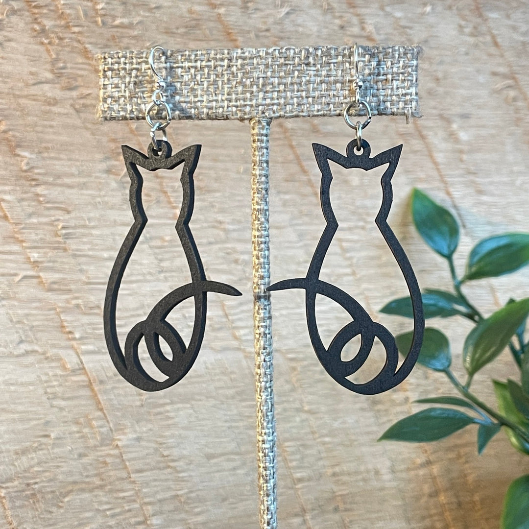 Cat Outline - Laser Cut Wooden Earrings