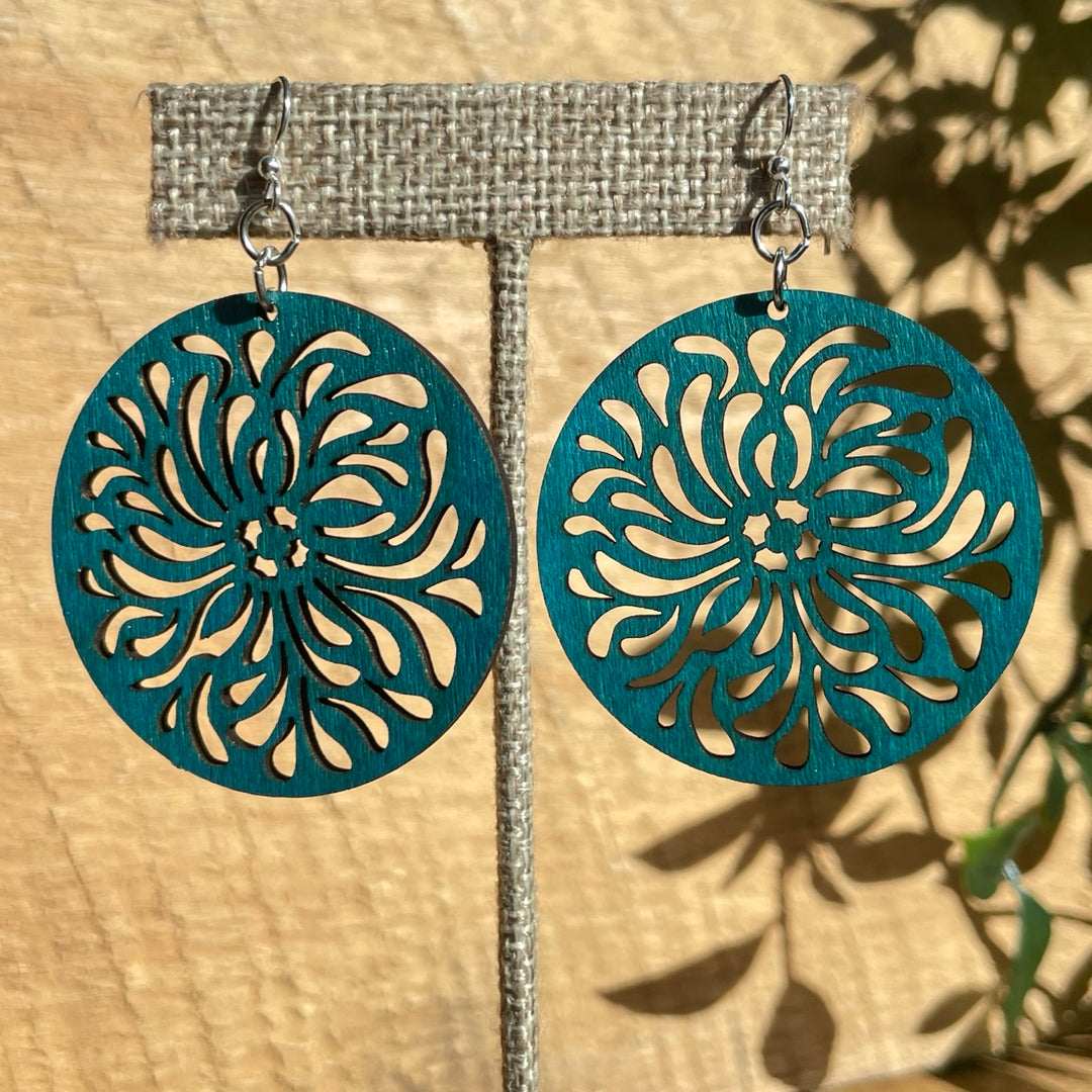 Splash Circle - Laser Cut Wooden Earring