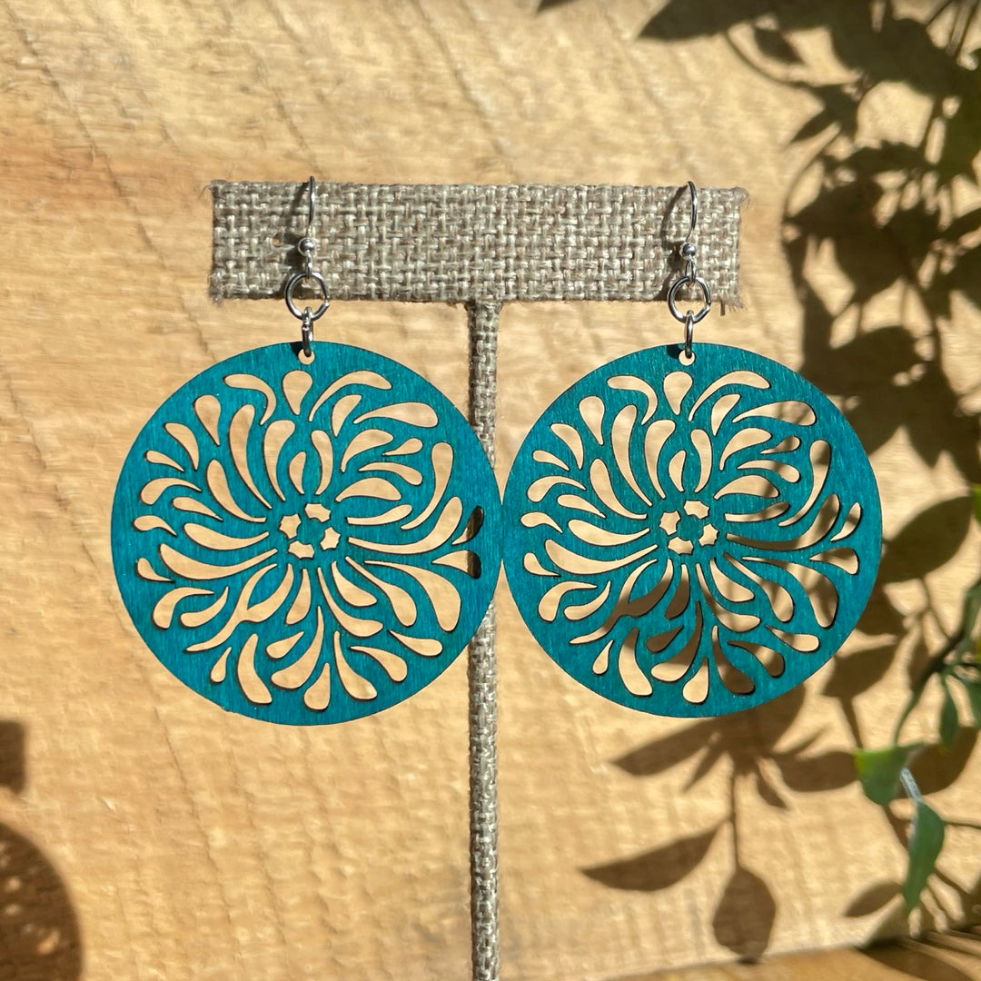 Splash Circle - Laser Cut Wooden Earring