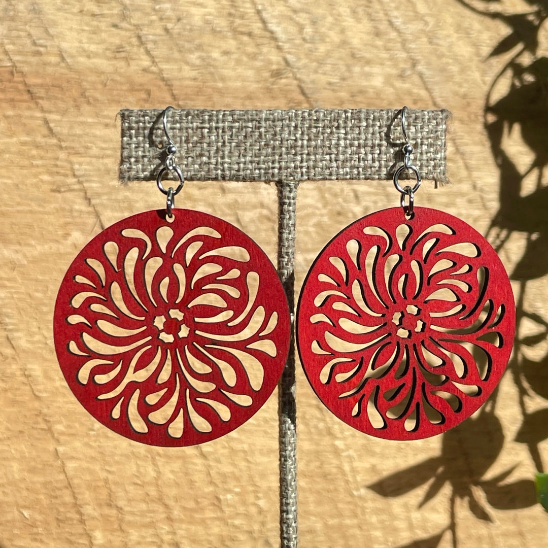 Splash Circle - Laser Cut Wooden Earring