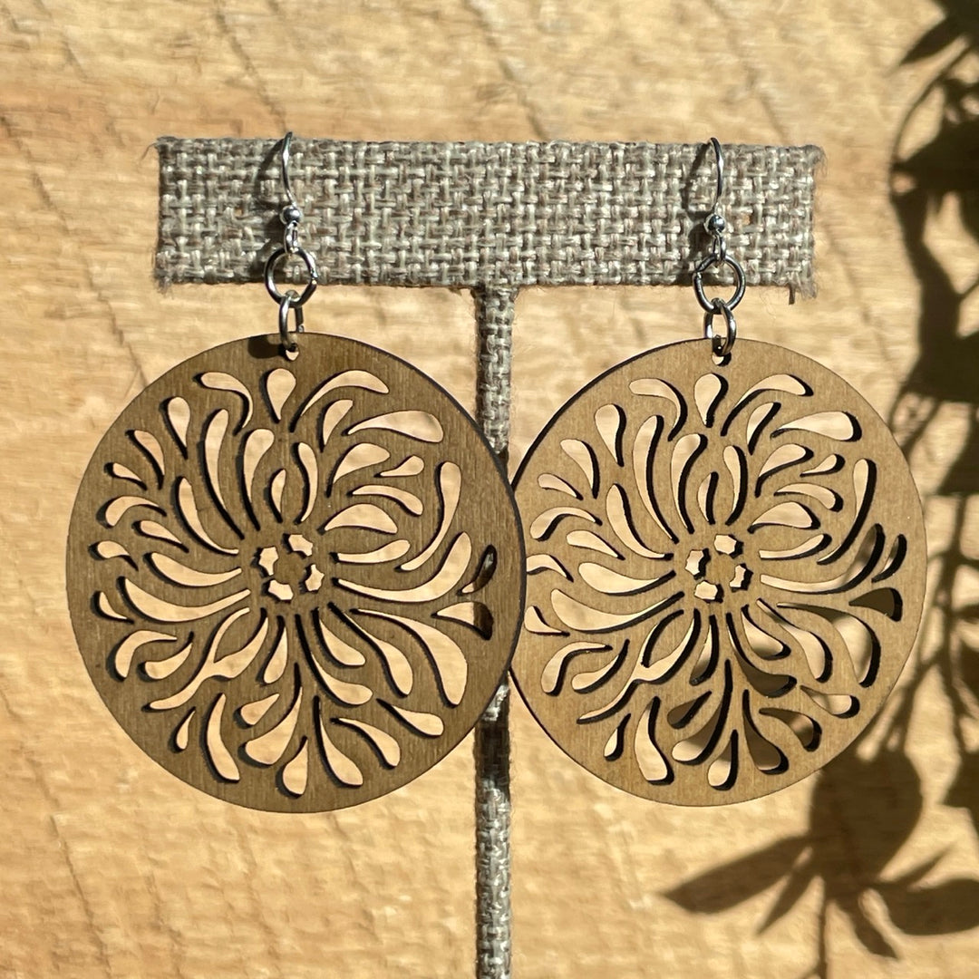 Splash Circle - Laser Cut Wooden Earring