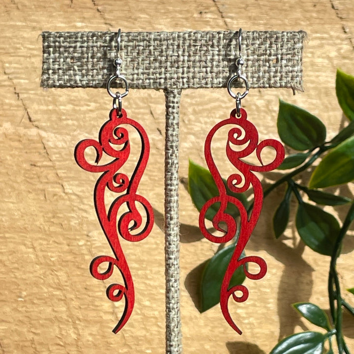 Curly Vine - Laser Cut Wooden Earring