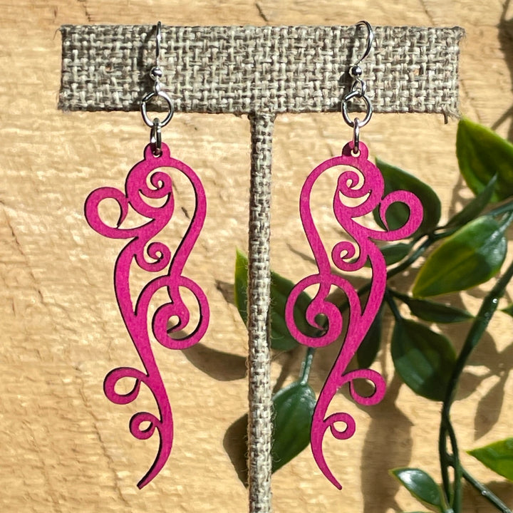 Curly Vine - Laser Cut Wooden Earring