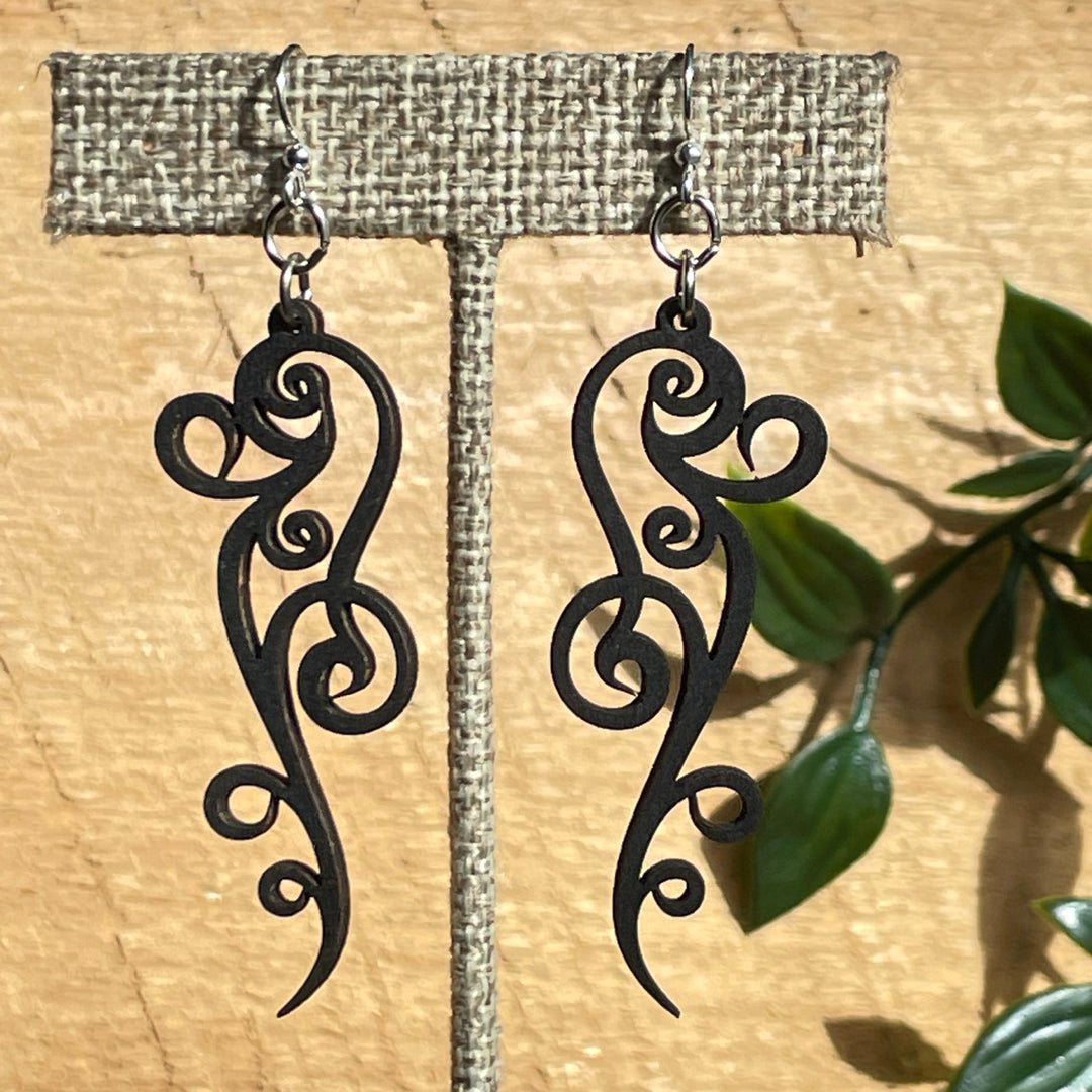 Curly Vine - Laser Cut Wooden Earring