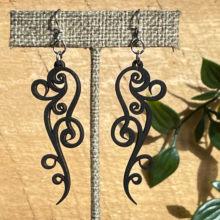 Curly Vine - Laser Cut Wooden Earring
