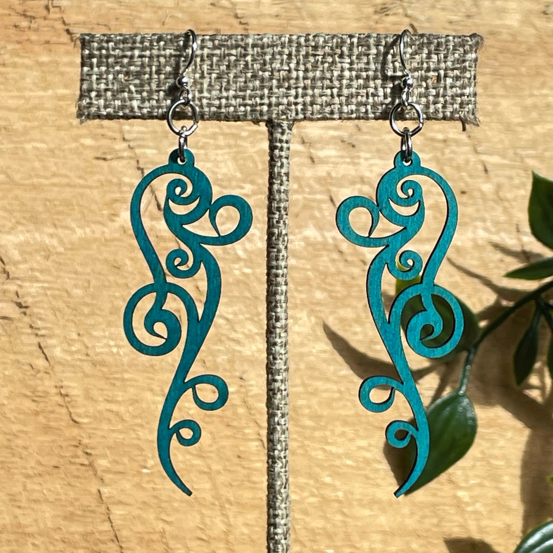 Curly Vine - Laser Cut Wooden Earring