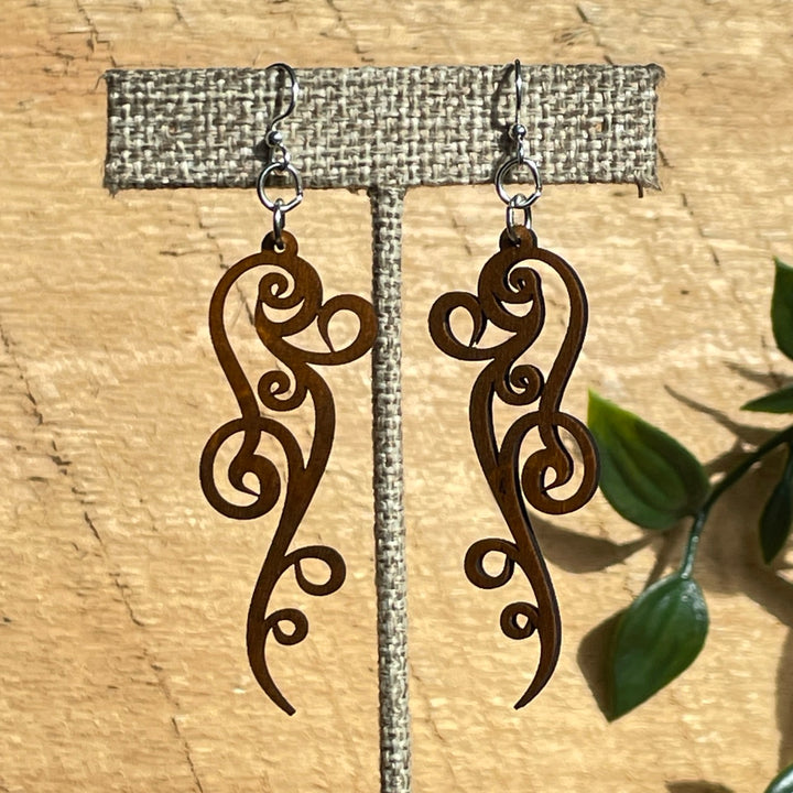 Curly Vine - Laser Cut Wooden Earring