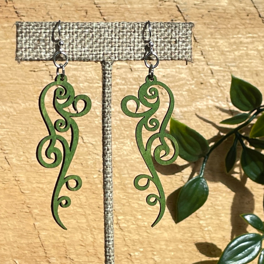 Curly Vine - Laser Cut Wooden Earring