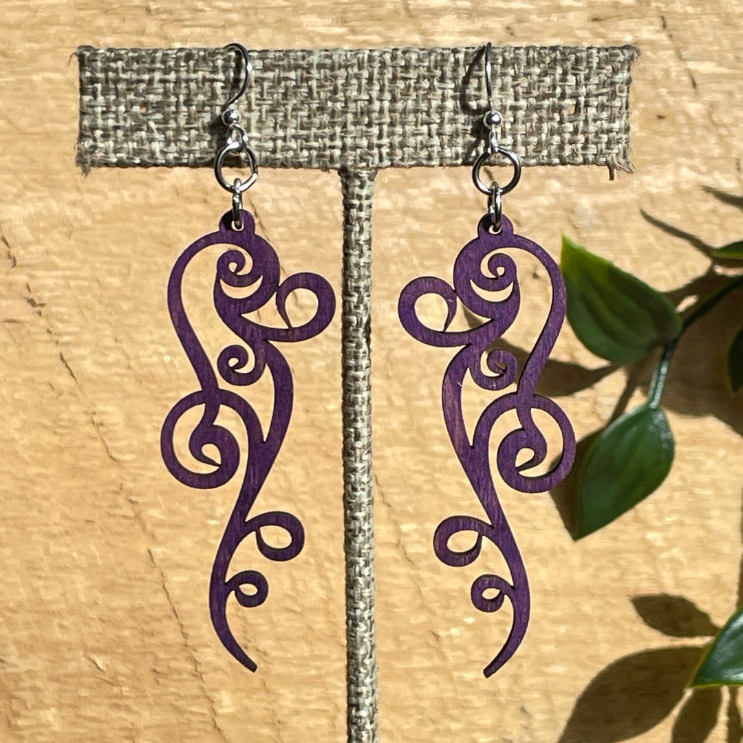 Curly Vine - Laser Cut Wooden Earring