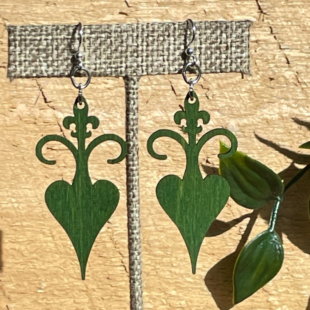 Rooted Fleur De Lis - Laser Cut Wooden Earring