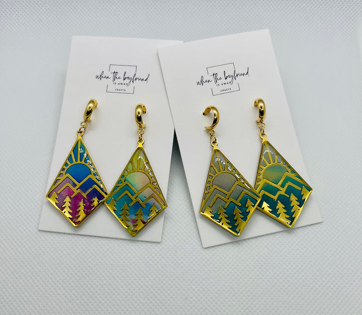 Mountain Sunrise In Diamond Earrings