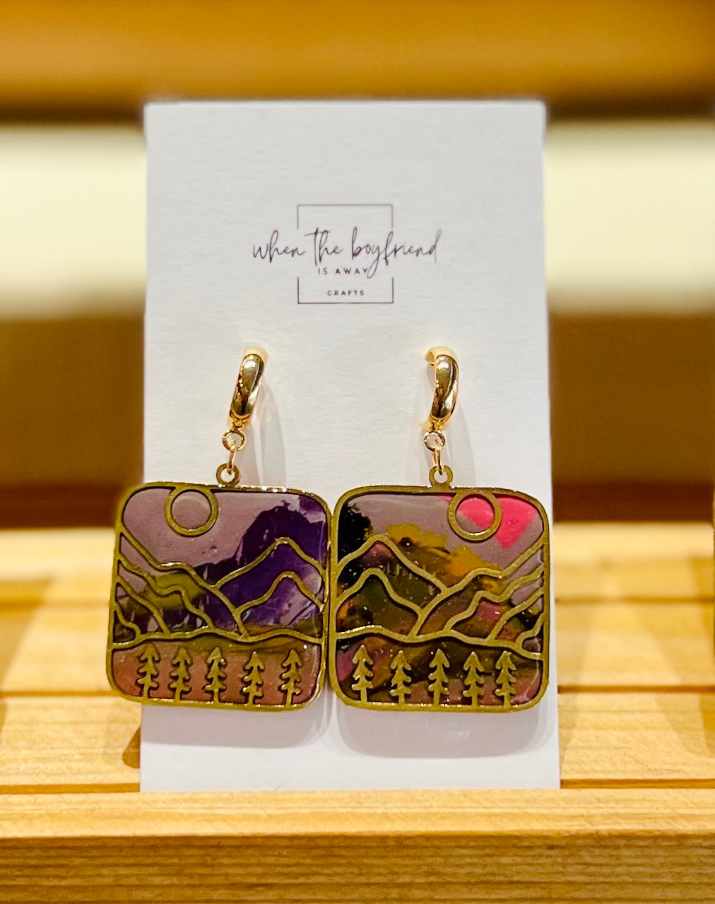 Square Mountainscape Earrings