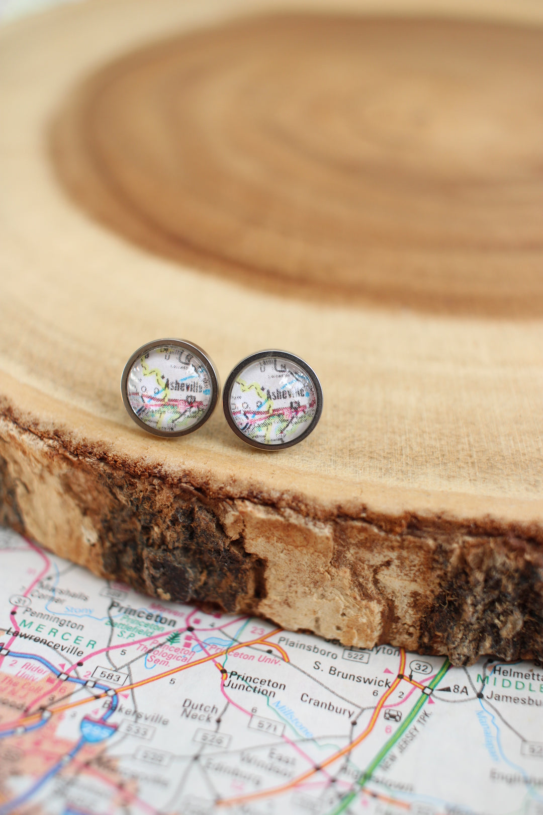Asheville Map Studs by Livin' Freely