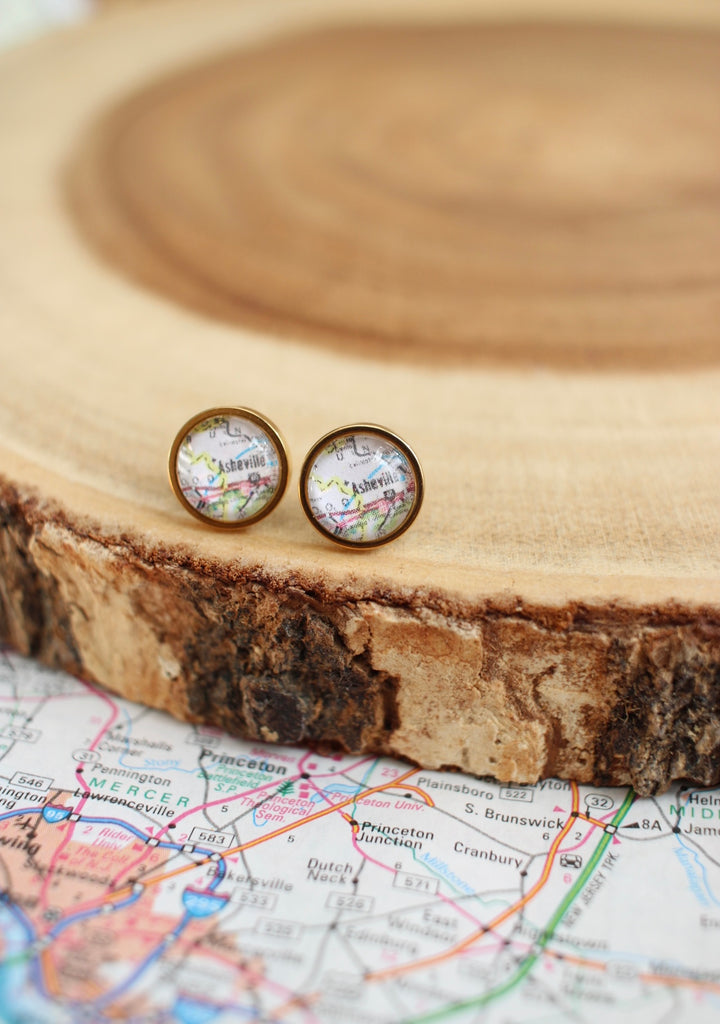 Asheville Map Studs by Livin' Freely