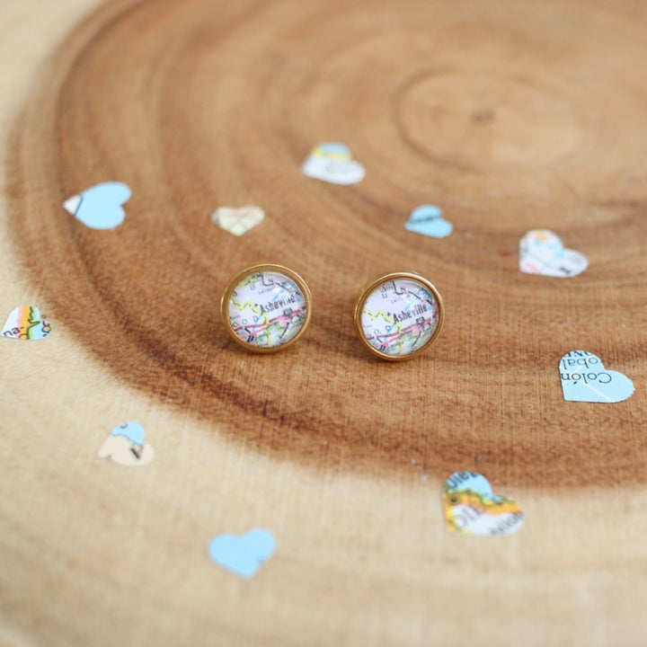 Asheville Map Studs by Livin' Freely