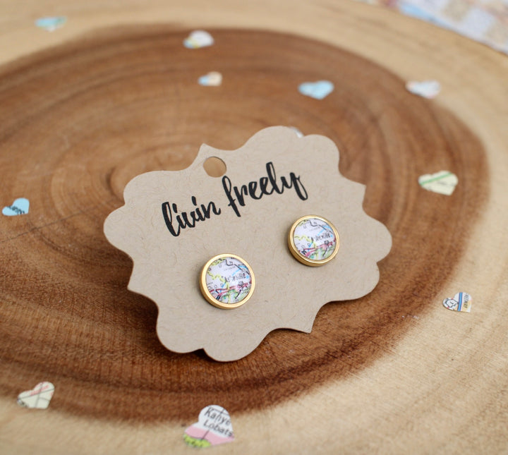 Asheville Map Studs by Livin' Freely
