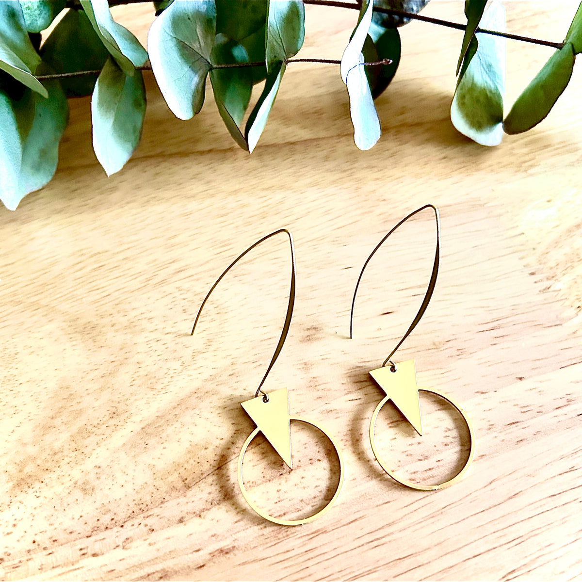 Circle + Triangle Drop Earrings