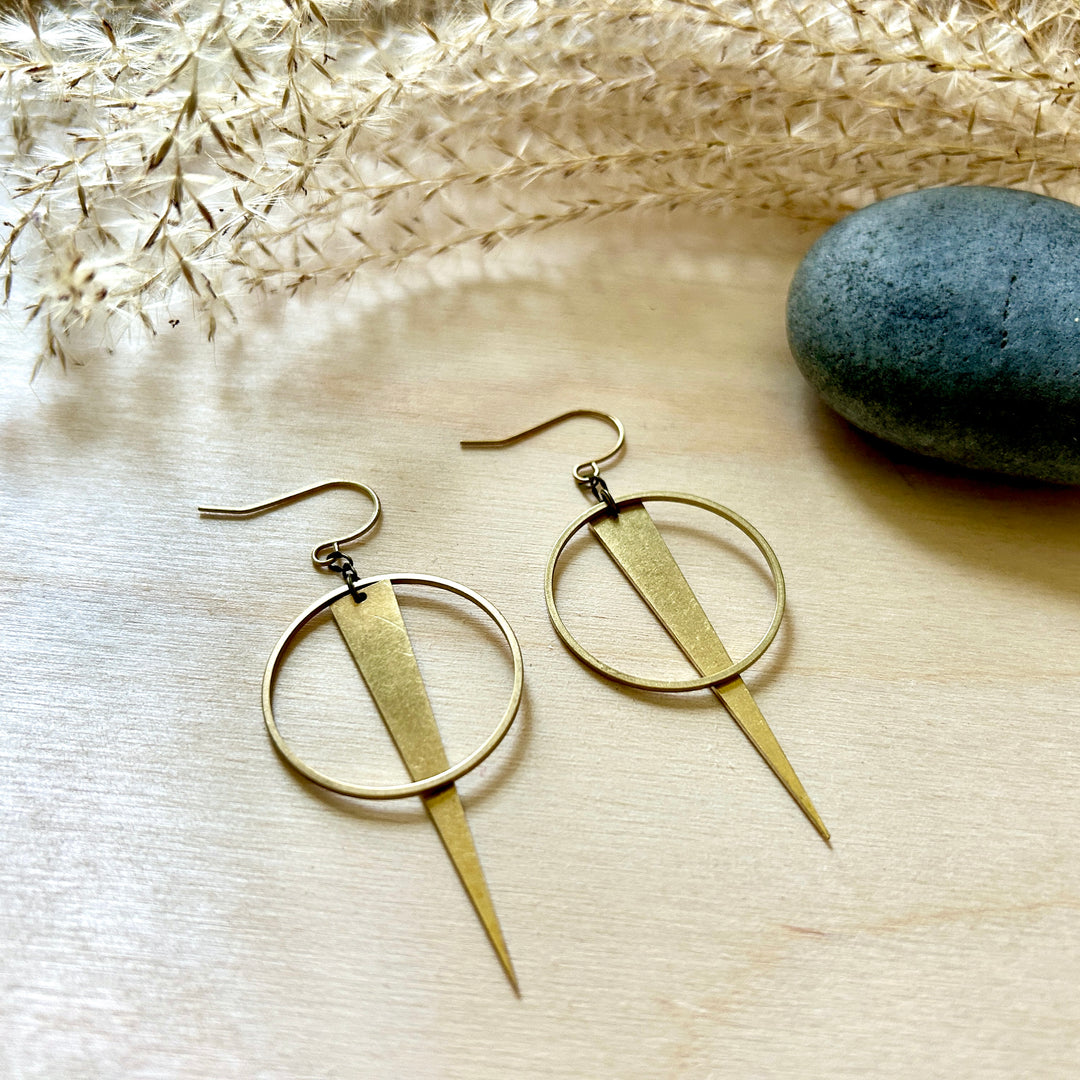 Small Circle + Dagger Earrings