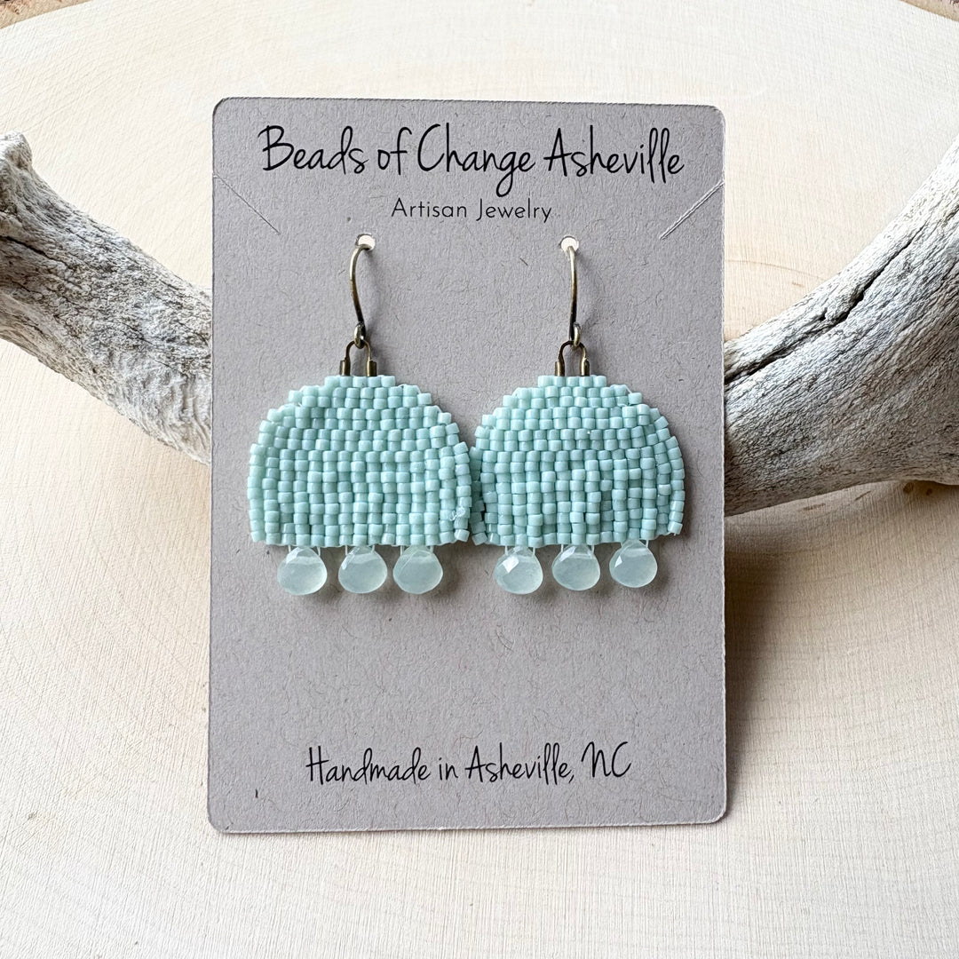 Beadwoven + Aquamarine Earrings