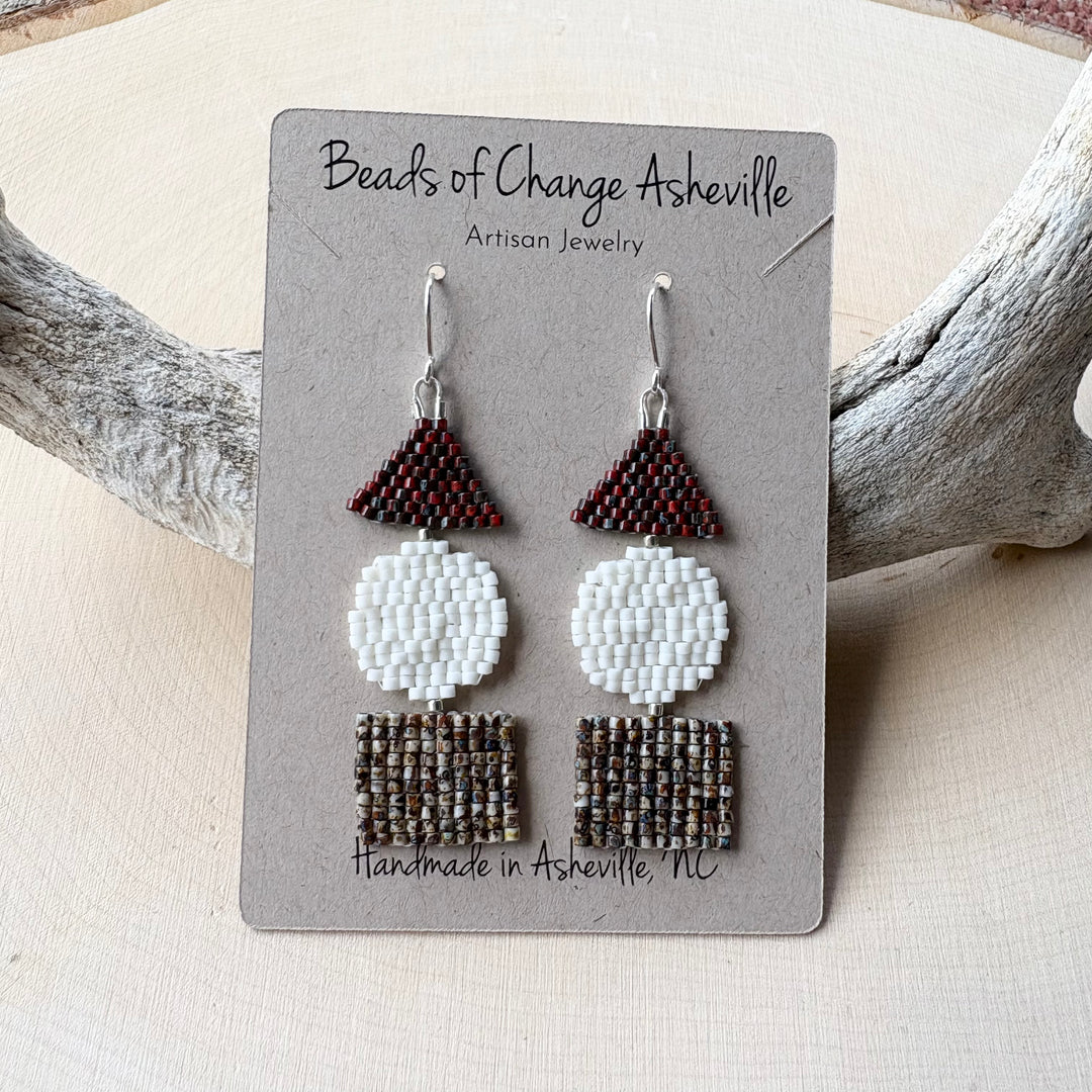 Beadwoven Geometric Trio Earrings