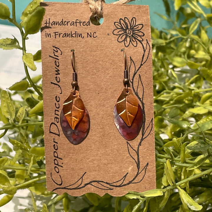 Copper Dance Jewelry - Red + Burnt Layered Leaves