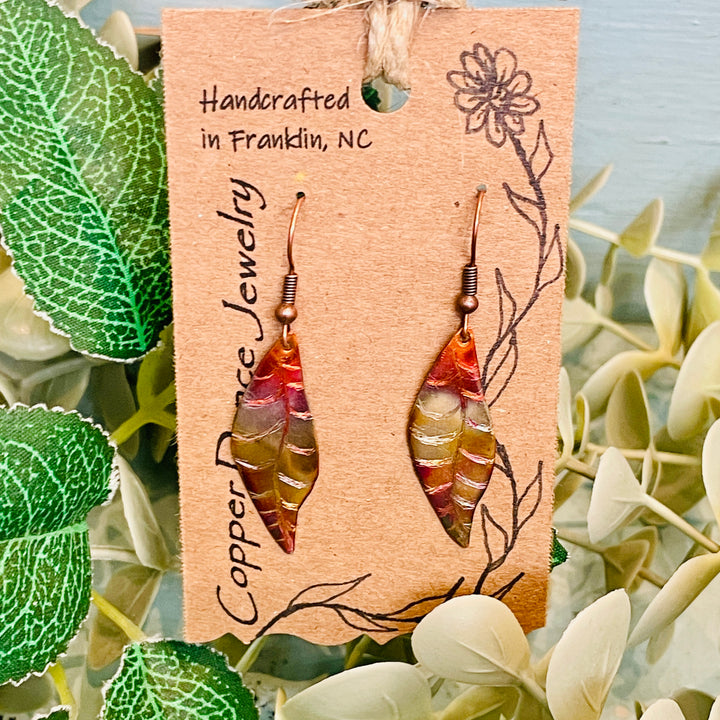 Copper Dance Jewelry - Narrow Two Tone Leaf