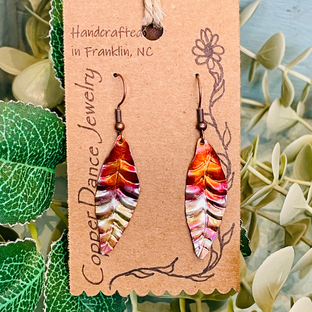 Copper Dance Jewelry - Narrow Two Tone Leaf