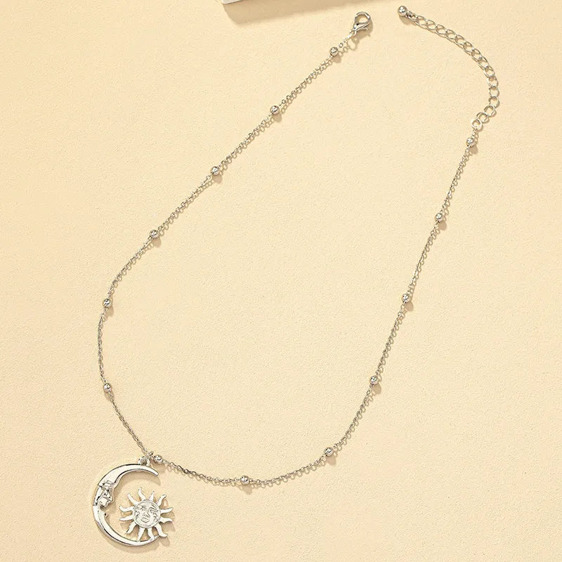 Sun In Crescent Moon Necklace