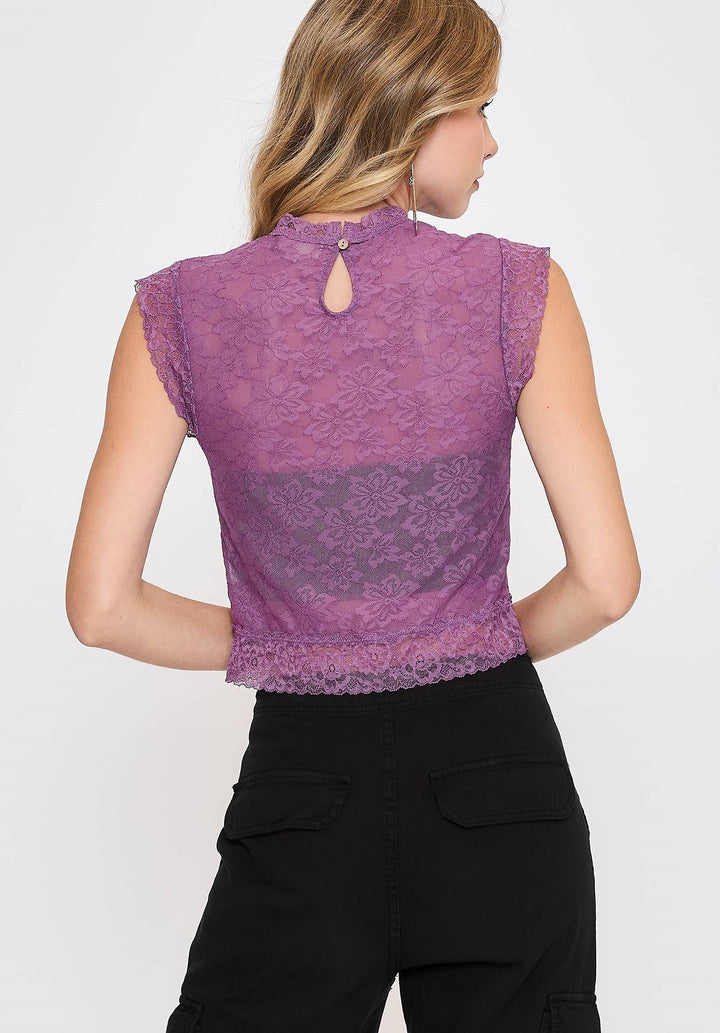 Sleeveless Floral lace Top