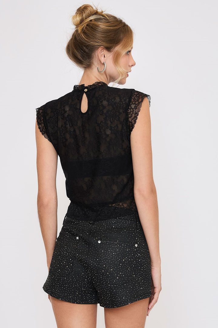 Sleeveless Floral lace Top