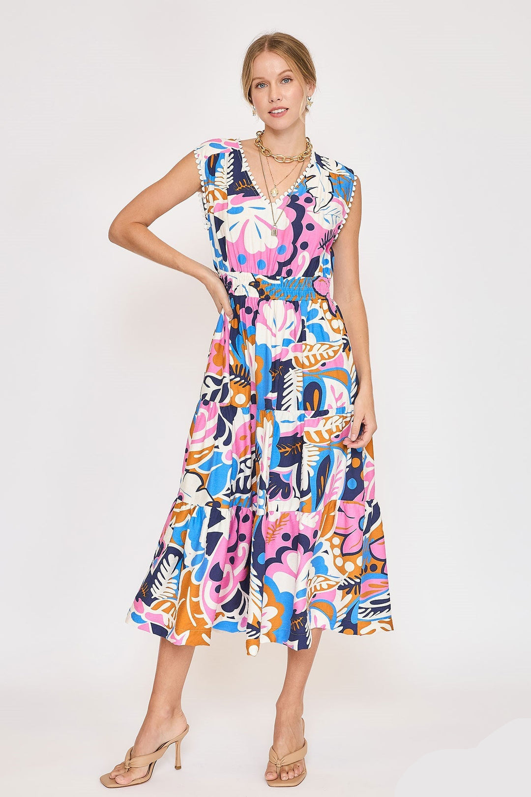 Scallop Trim Midi Dress