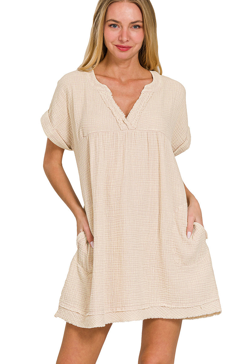 beige beach dress women Pariaura Women Light Beige Summer Beach Dress,Hollow Spaghetti Strap V-Neck  Knit Dress With Shell Decor,French Retro Bohemian Holiday Vacation,Casual  Holiday