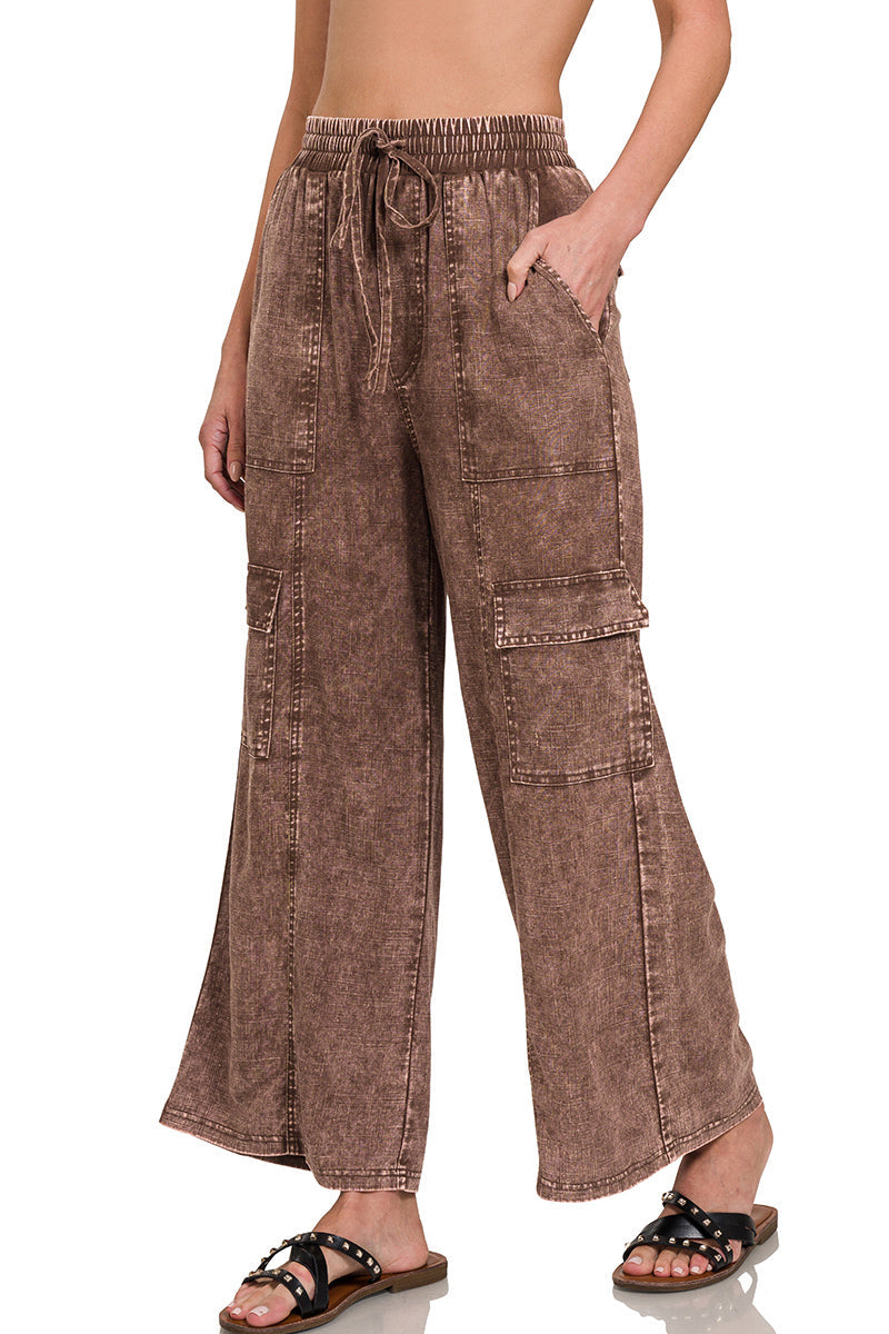 【最安値】 WOOL LINEN BACKSATIN CARGO LIDNM（リドム）の「WOOL LINEN BACKSATIN CARGO（カーゴパンツ