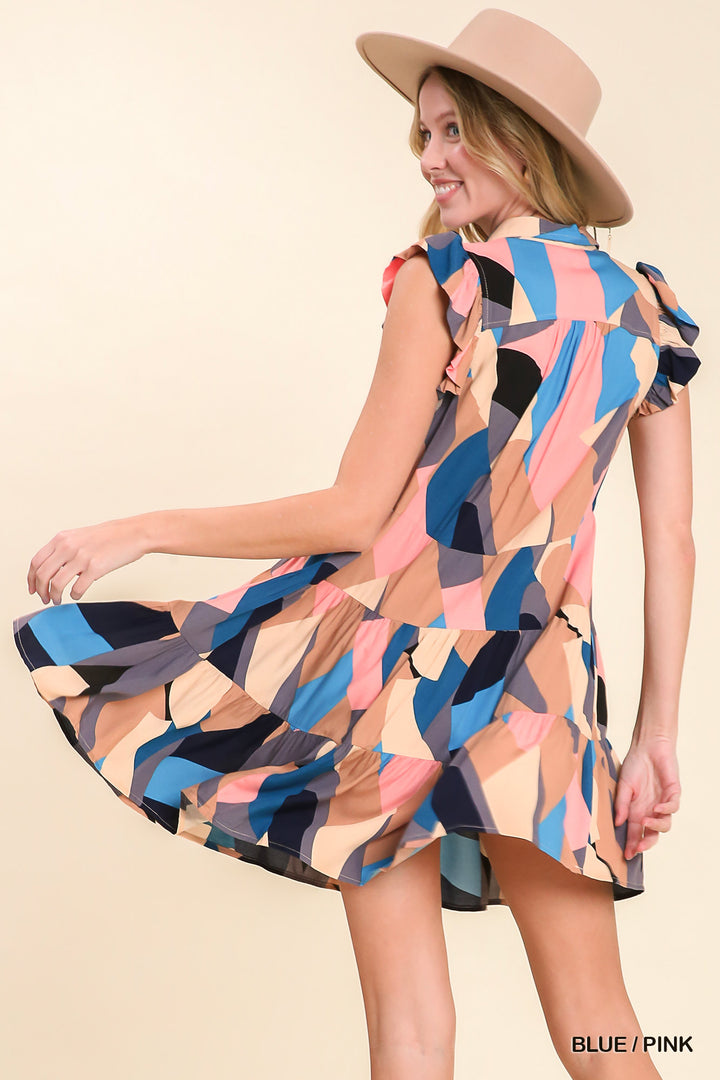 Abstract Print Mini Dress