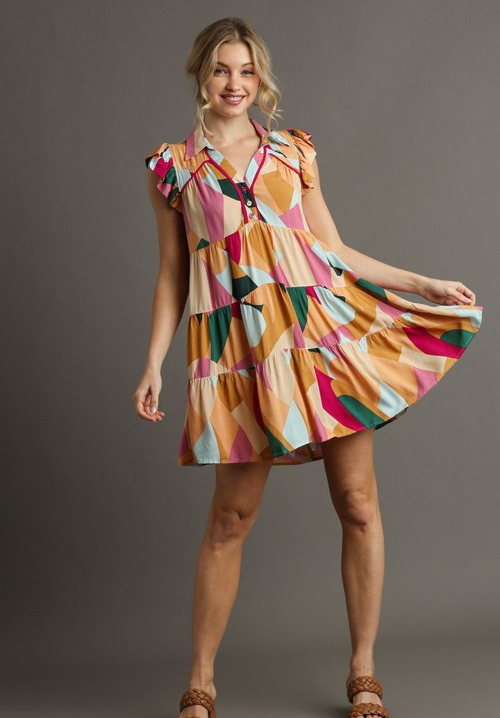 Abstract Print Mini Dress