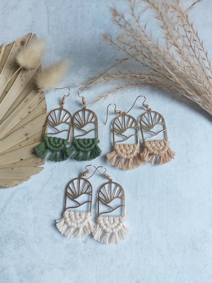 Macramé Mountain Sunrise Earrings