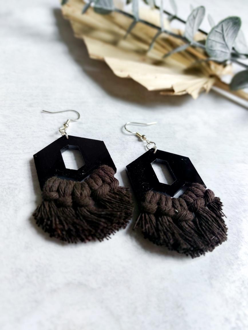 Blackout Macramé Earrings