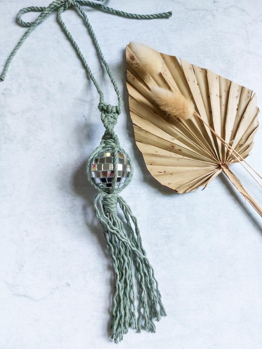 Disco Ball Macramé Charm