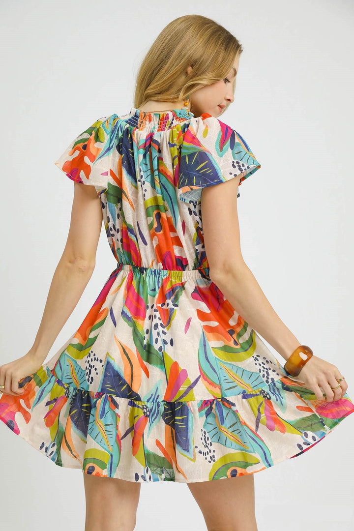 Tropical Print Mini Dress