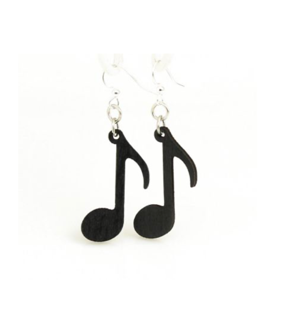 Green Tree Wooden Earring - Music Note