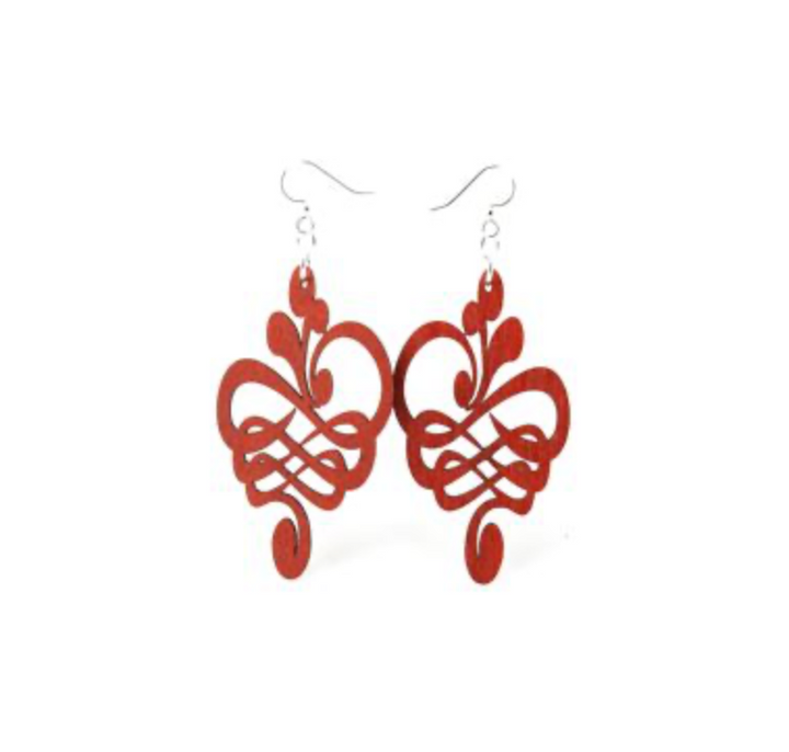 Calligraphy Flower - Laser Cut Wooden Earrings