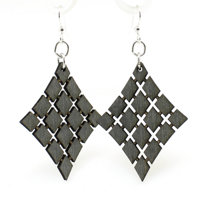 Floating Diamonds - Laser Cut Wooden Earring