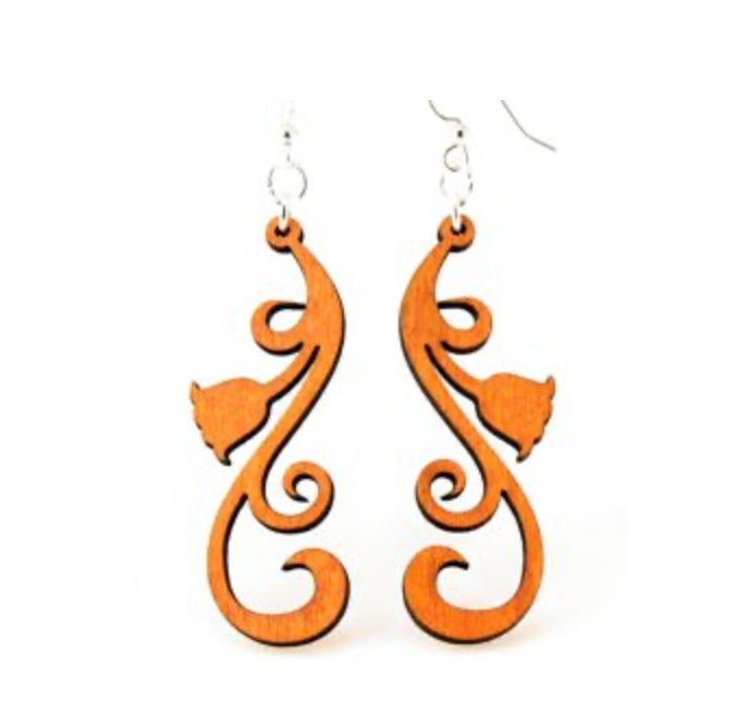 Tulip Scroll  - Laser Cut Wooden Earring