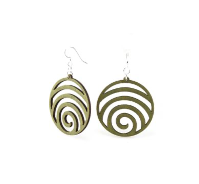 Wave Circle - Laser Cut Wooden Earring