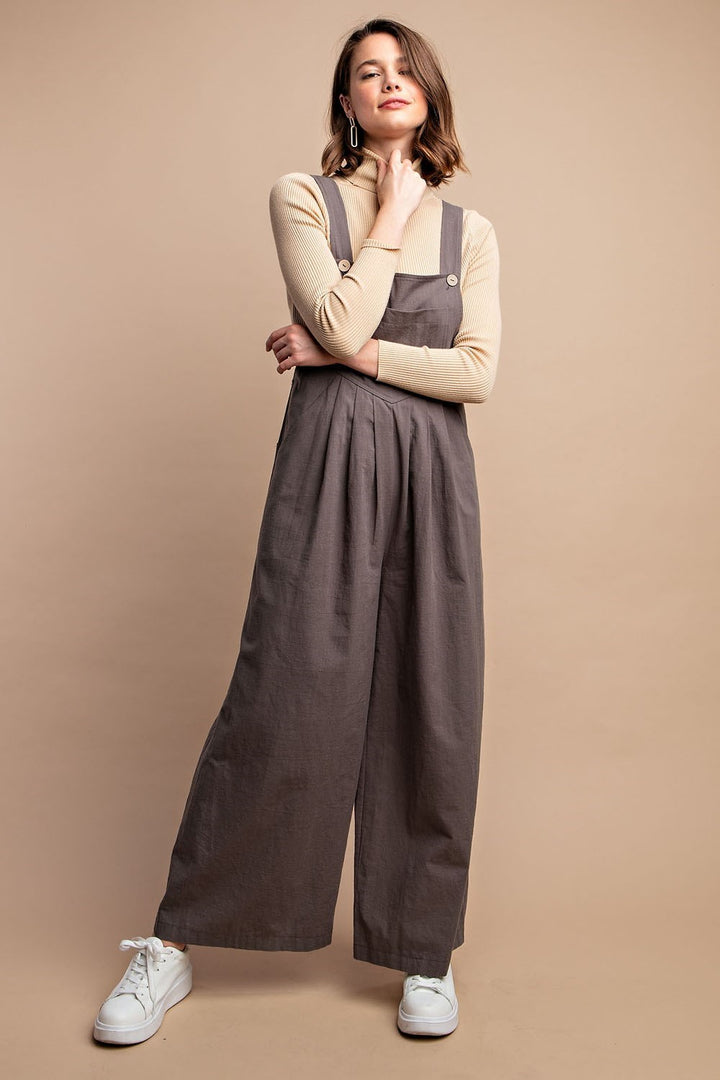 Wide Leg Pin Tuck Overall