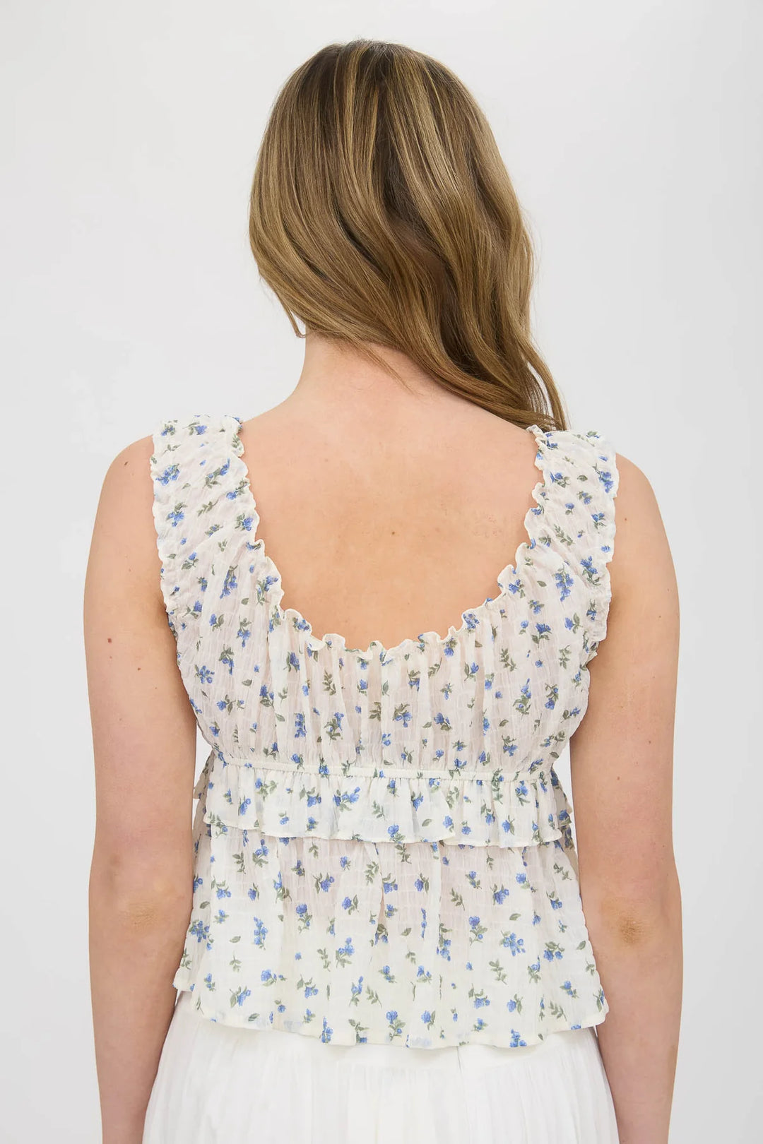 Dainty Floral Lettuce Trim Top