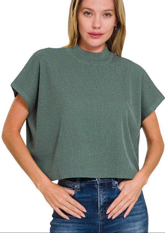 Boxy Ribbed Sweater Top