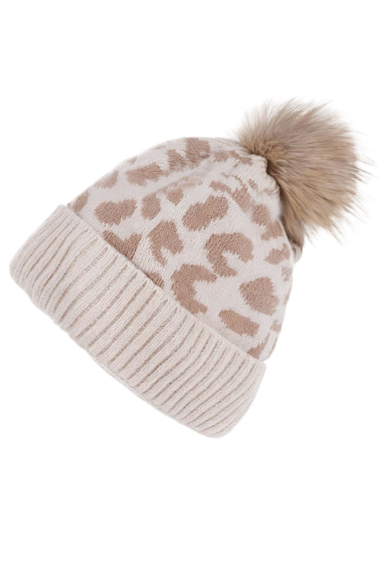 Leopard Pom Beanie